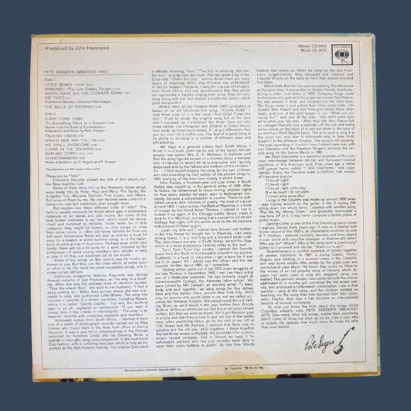 Pete Seeger’s Greatest Hits (1967, Columbia Records) - Picture 2 of 2